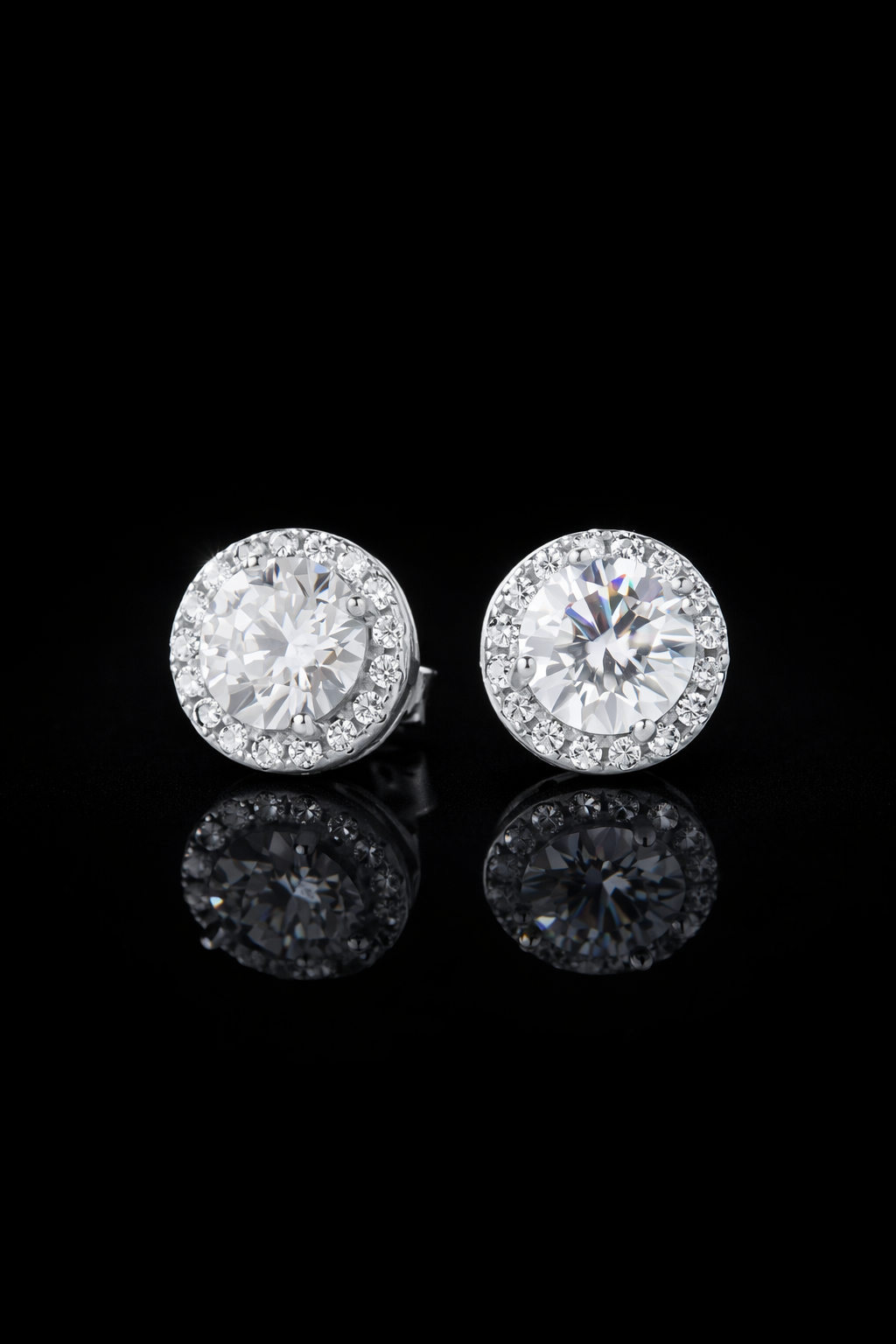 Moissanite Halo Earrings